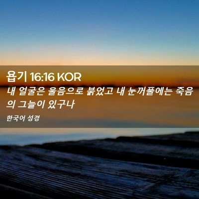 Picture 02 - 욥기 16:16 KOR - 내 얼굴은 울음으로 붉었고 내 - Bible Verse Picture