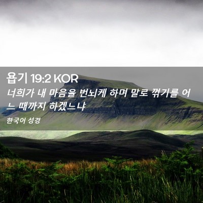 Picture 02 - 욥기 19:2 KOR - 너희가 내 마음을 번뇌케 하며 말로 - Bible Verse Picture