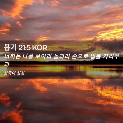 Picture 02 - 욥기 21:5 KOR - 너희는 나를 보아라 놀라라 손으로 - Bible Verse Picture