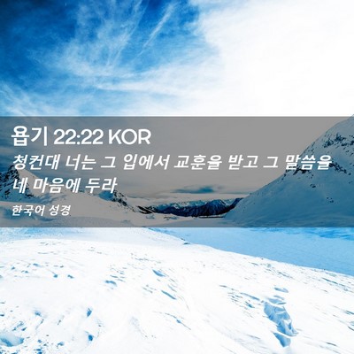 Picture 02 - 욥기 22:22 KOR - 청컨대 너는 그 입에서 교훈을 받고 - Bible Verse Picture
