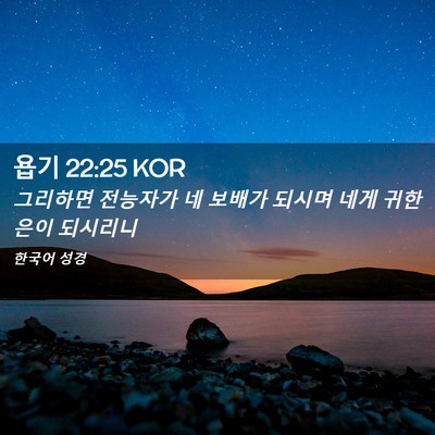 Picture 02 - 욥기 22:25 KOR - 그리하면 전능자가 네 보배가 되시며 - Bible Verse Picture
