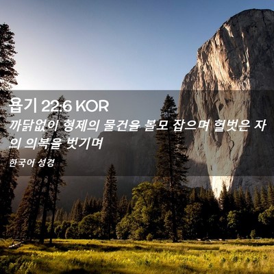 Picture 02 - 욥기 22:6 KOR - 까닭없이 형제의 물건을 볼모 잡으며 - Bible Verse Picture