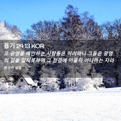 Picture 02 - 욥기 24:13 KOR - 또 광명을 배반하는 사람들은 - Bible Verse Picture