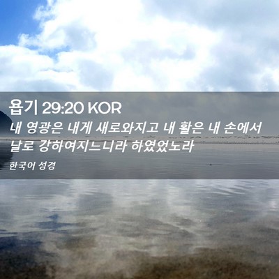 Picture 02 - 욥기 29:20 KOR - 내 영광은 내게 새로와지고 내 활은 - Bible Verse Picture