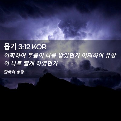 Picture 02 - 욥기 3:12 KOR - 어찌하여 무릎이 나를 받았던가 - Bible Verse Picture