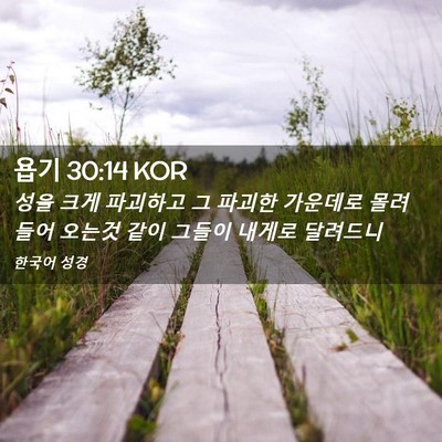 Picture 02 - 욥기 30:14 KOR - 성을 크게 파괴하고 그 파괴한 - Bible Verse Picture