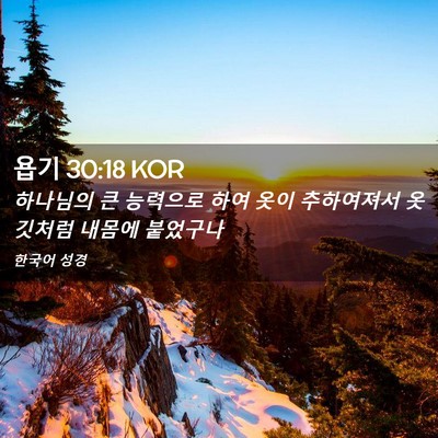 Picture 02 - 욥기 30:18 KOR - 하나님의 큰 능력으로 하여 옷이 - Bible Verse Picture