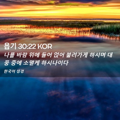 Picture 02 - 욥기 30:22 KOR - 나를 바람 위에 들어 얹어 불려가게 - Bible Verse Picture