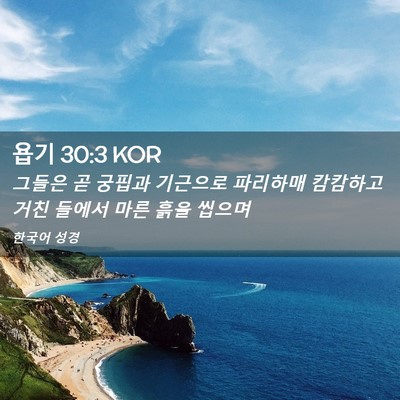 Picture 02 - 욥기 30:3 KOR - 그들은 곧 궁핍과 기근으로 파리하매 - Bible Verse Picture