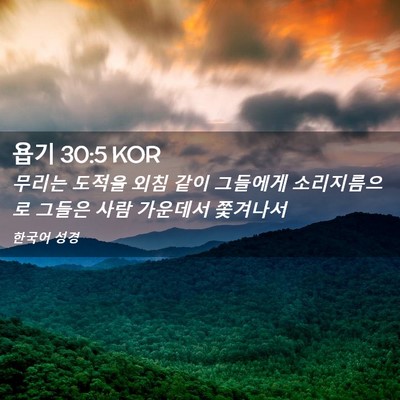 Picture 02 - 욥기 30:5 KOR - 무리는 도적을 외침 같이 그들에게 - Bible Verse Picture