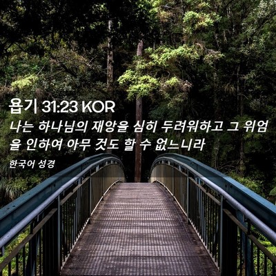 Picture 02 - 욥기 31:23 KOR - 나는 하나님의 재앙을 심히 - Bible Verse Picture