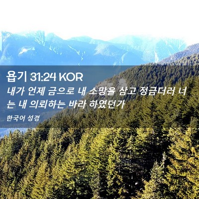 Picture 02 - 욥기 31:24 KOR - 내가 언제 금으로 내 소망을 삼고 - Bible Verse Picture