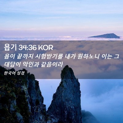 Picture 02 - 욥기 34:36 KOR - 욥이 끝까지 시험받기를 내가 - Bible Verse Picture