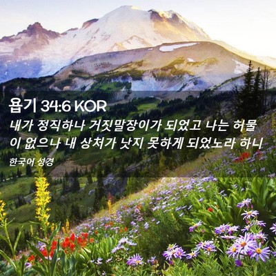 Picture 02 - 욥기 34:6 KOR - 내가 정직하나 거짓말장이가 되었고 - Bible Verse Picture