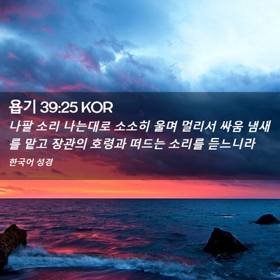 Picture 02 - 욥기 39:25 KOR - 나팔 소리 나는대로 소소히 울며 - Bible Verse Picture
