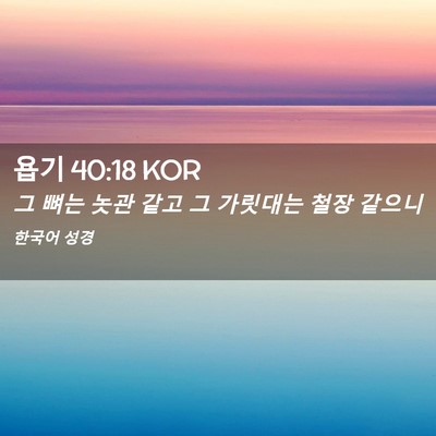 Picture 02 - 욥기 40:18 KOR - 그 뼈는 놋관 같고 그 가릿대는 철장 - Bible Verse Picture