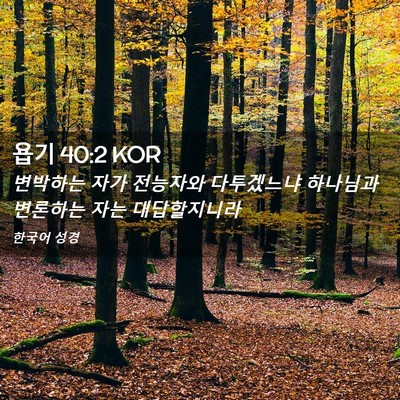 Picture 02 - 욥기 40:2 KOR - 변박하는 자가 전능자와 다투겠느냐 - Bible Verse Picture