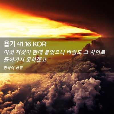 Picture 02 - 욥기 41:16 KOR - 이것 저것이 한데 붙었으니 바람도 - Bible Verse Picture