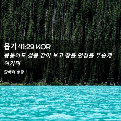 Picture 02 - 욥기 41:29 KOR - 몽둥이도 검불 같이 보고 창을 - Bible Verse Picture