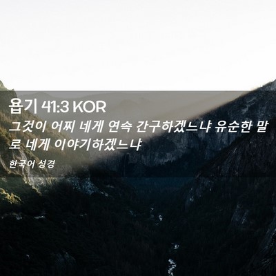 Picture 02 - 욥기 41:3 KOR - 그것이 어찌 네게 연속 간구하겠느냐 - Bible Verse Picture