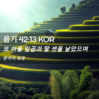 Picture 02 - 욥기 42:13 KOR - 또 아들 일곱과 딸 셋을 - Bible Verse Picture