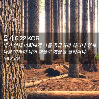 Picture 02 - 욥기 6:22 KOR - 내가 언제 너희에게 나를 공급하라 - Bible Verse Picture