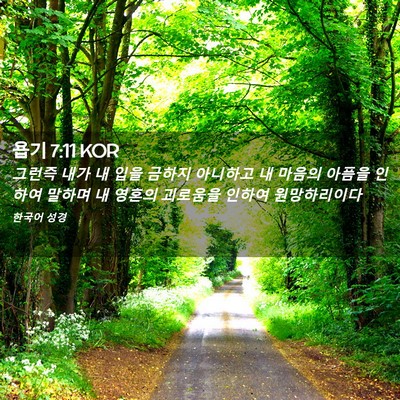 Picture 02 - 욥기 7:11 KOR - 그런즉 내가 내 입을 금하지 - Bible Verse Picture