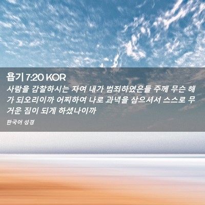 Picture 02 - 욥기 7:20 KOR - 사람을 감찰하시는 자여 내가 - Bible Verse Picture