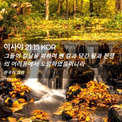 Picture 02 - 이사야 21:15 KOR - 그들이 칼날을 피하며 뺀 칼과 당긴 - Bible Verse Picture