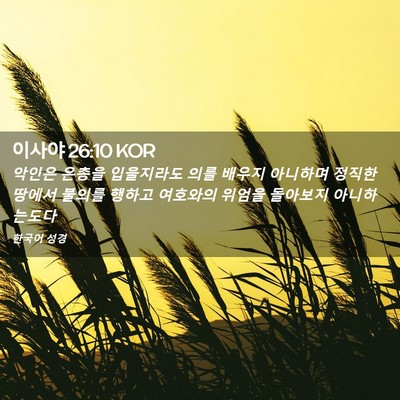 Picture 02 - 이사야 26:10 KOR - 악인은 은총을 입을지라도 의를 - Bible Verse Picture