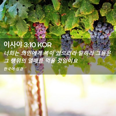 Picture 02 - 이사야 3:10 KOR - 너희는 의인에게 복이 있으리라 - Bible Verse Picture
