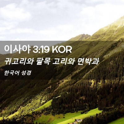 Picture 02 - 이사야 3:19 KOR - 귀고리와 팔목 고리와 - Bible Verse Picture