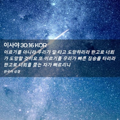 Picture 02 - 이사야 30:16 KOR - 이르기를 아니라 우리가 말 타고 - Bible Verse Picture