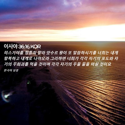 Picture 02 - 이사야 36:16 KOR - 히스기야를 청종치 말라 앗수르 왕이 - Bible Verse Picture