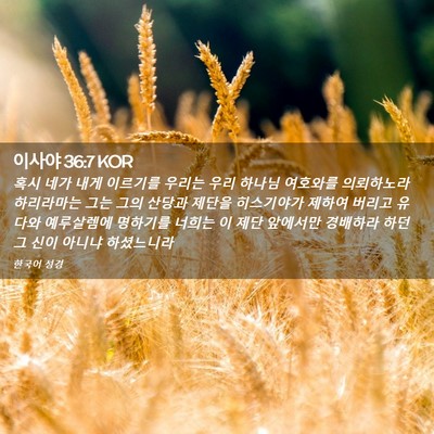 Picture 02 - 이사야 36:7 KOR - 혹시 네가 내게 이르기를 우리는 - Bible Verse Picture