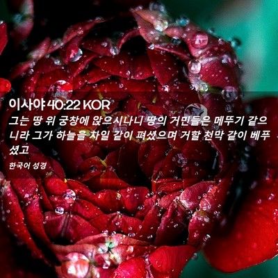 Picture 02 - 이사야 40:22 KOR - 그는 땅 위 궁창에 앉으시나니 땅의 - Bible Verse Picture