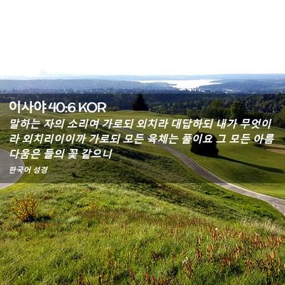 Picture 02 - 이사야 40:6 KOR - 말하는 자의 소리여 가로되 외치라 - Bible Verse Picture