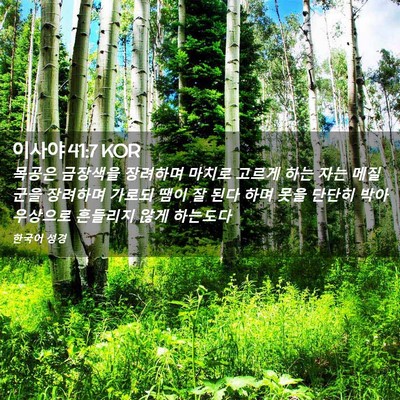 Picture 02 - 이사야 41:7 KOR - 목공은 금장색을 장려하며 마치로 - Bible Verse Picture