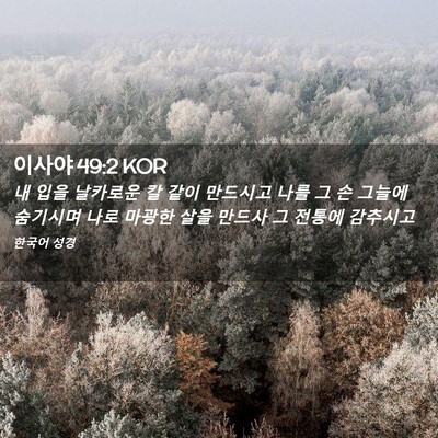 Picture 02 - 이사야 49:2 KOR - 내 입을 날카로운 칼 같이 만드시고 - Bible Verse Picture