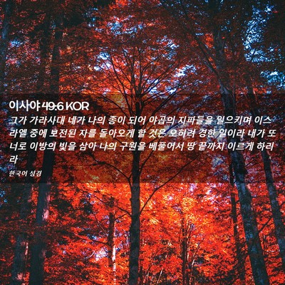 Picture 02 - 이사야 49:6 KOR - 그가 가라사대 네가 나의 종이 되어 - Bible Verse Picture