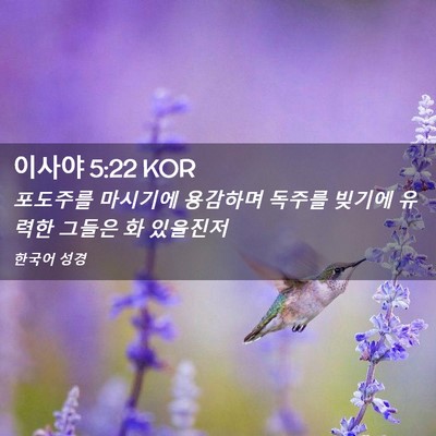 Picture 02 - 이사야 5:22 KOR - 포도주를 마시기에 용감하며 독주를 - Bible Verse Picture