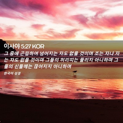 Picture 02 - 이사야 5:27 KOR - 그 중에 곤핍하여 넘어지는 자도 - Bible Verse Picture