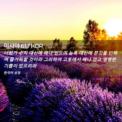 Picture 02 - 이사야 61:7 KOR - 너희가 수치 대신에 배나 얻으며 - Bible Verse Picture