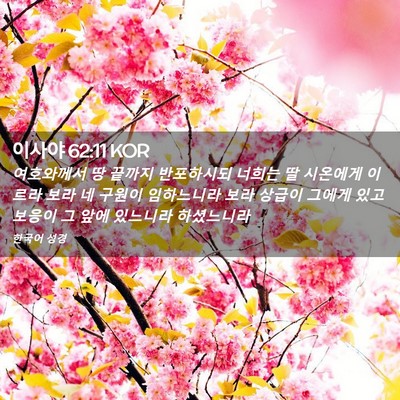 Picture 02 - 이사야 62:11 KOR - 여호와께서 땅 끝까지 반포하시되 - Bible Verse Picture