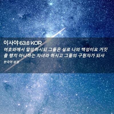 Picture 02 - 이사야 63:8 KOR - 여호와께서 말씀하시되 그들은 실로 - Bible Verse Picture