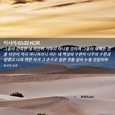 Picture 02 - 이사야 65:22 KOR - 그들의 건축한 데 타인이 거하지 - Bible Verse Picture