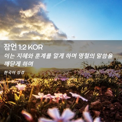 Picture 02 - 잠언 1:2 KOR - 이는 지혜와 훈계를 알게 하며 - Bible Verse Picture