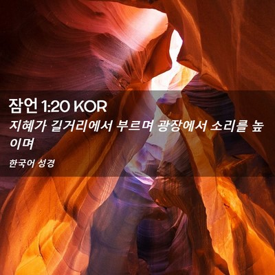 Picture 02 - 잠언 1:20 KOR - 지혜가 길거리에서 부르며 광장에서 - Bible Verse Picture