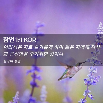 Picture 02 - 잠언 1:4 KOR - 어리석은 자로 슬기롭게 하며 젊은 - Bible Verse Picture