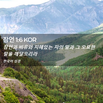 Picture 02 - 잠언 1:6 KOR - 잠언과 비유와 지혜있는 자의 말과 - Bible Verse Picture
